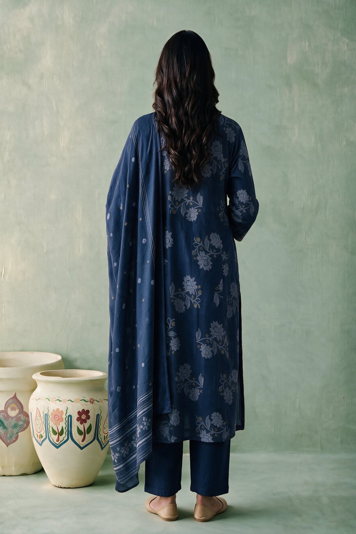 Juniper Women Indigo Kurta Pant & Dupatta