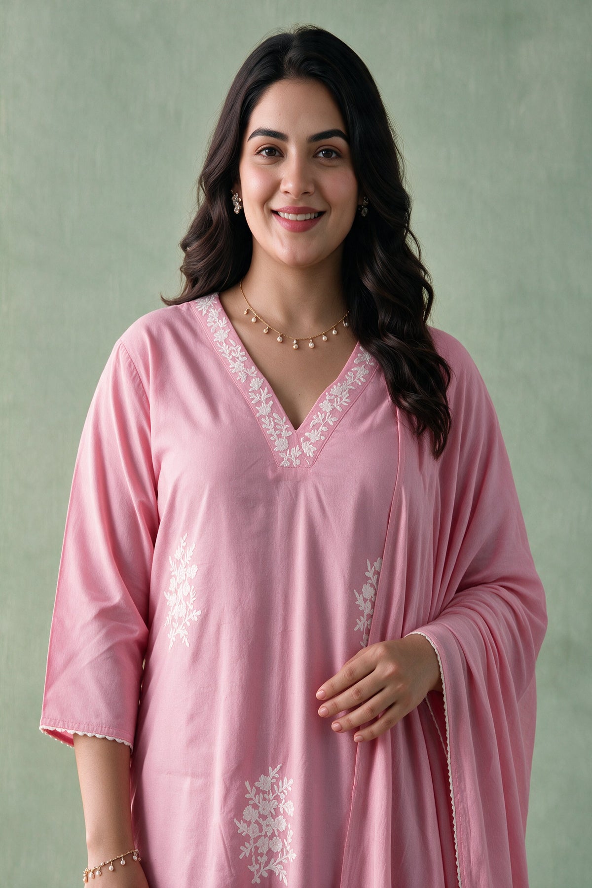 Juniper Women Pink Kurta Pant & Dupatta