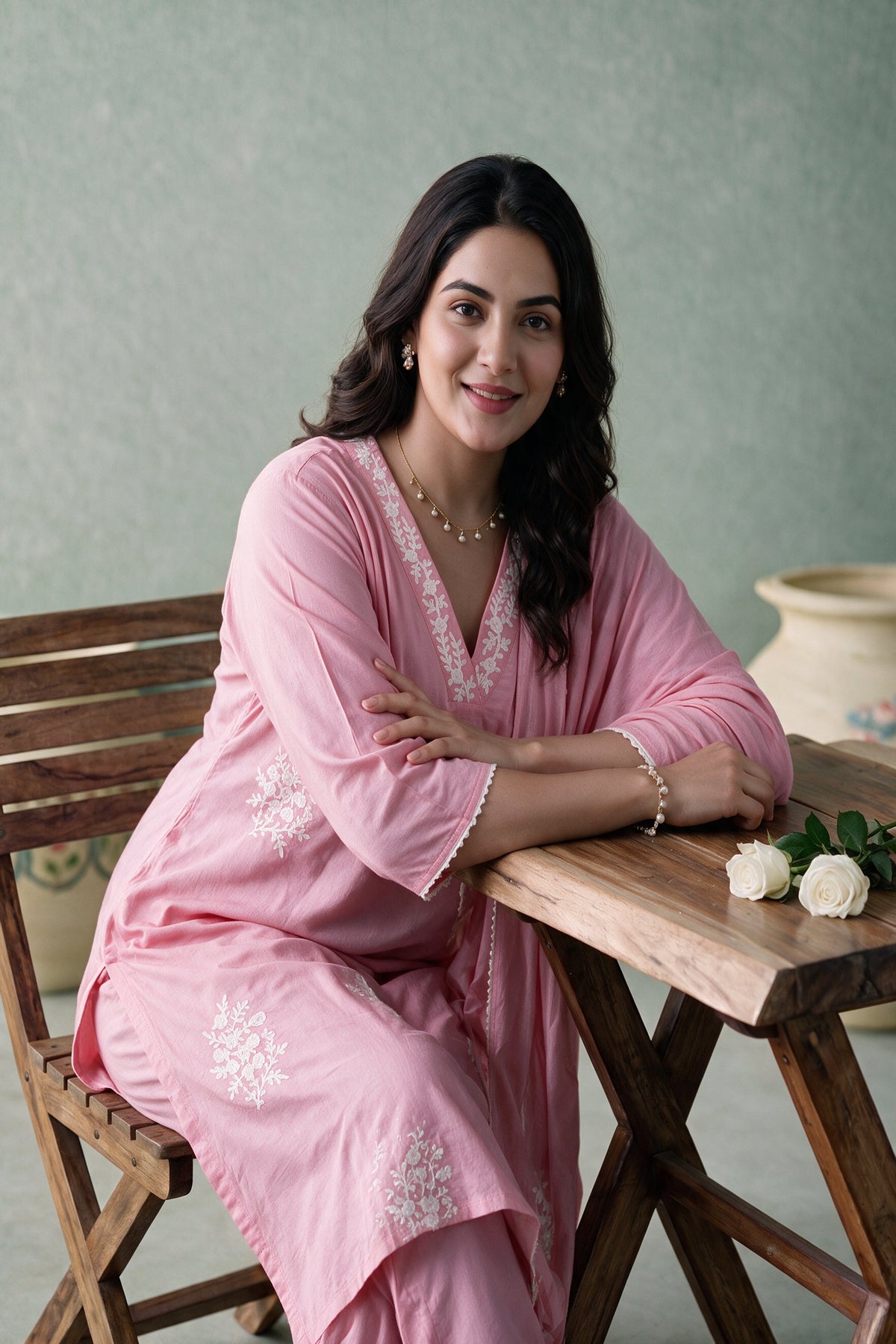 Juniper Women Pink Kurta Pant & Dupatta