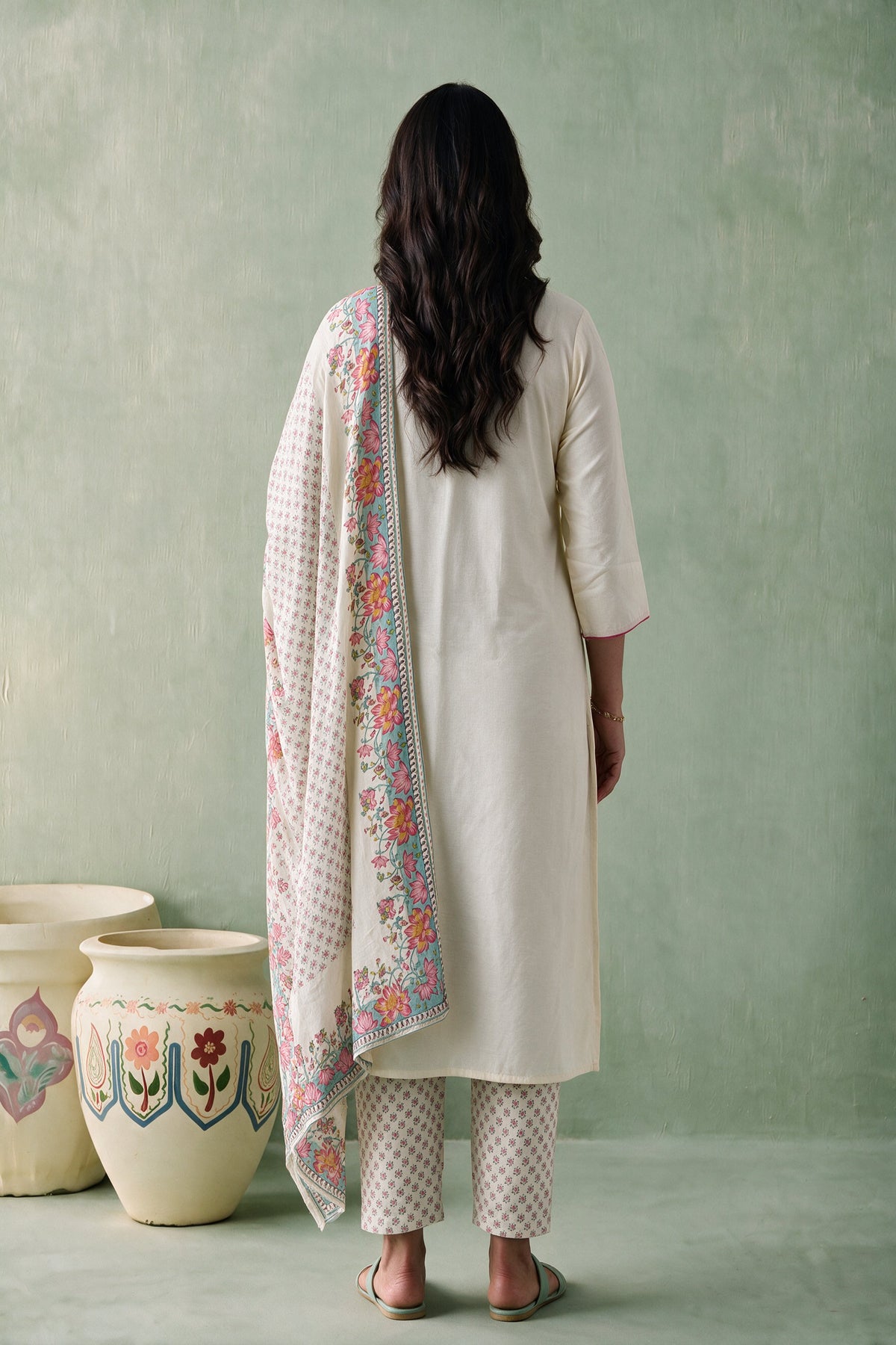 Juniper Women Offwhite Kurta Pant & Dupatta