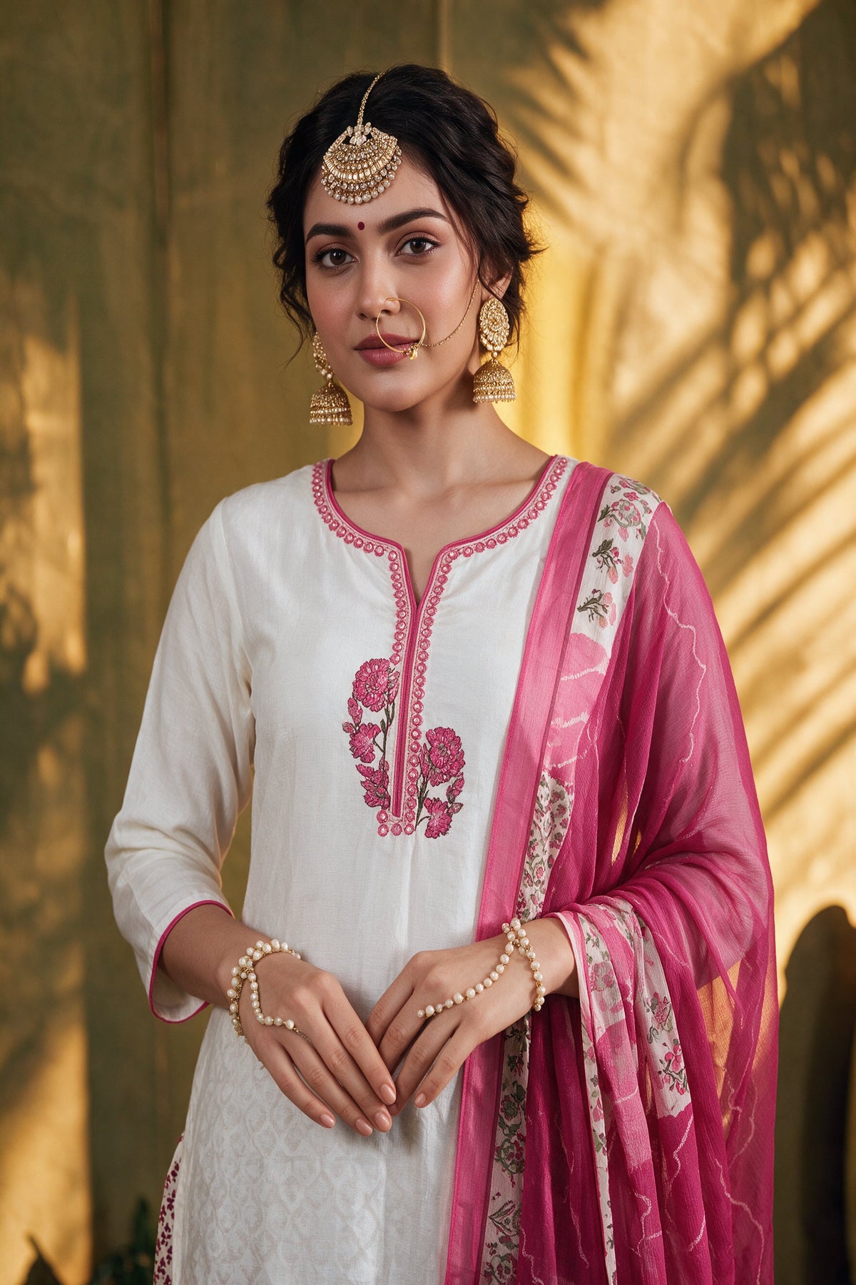 Juniper Women Offwhite Kurta Palazzo & Dupatta