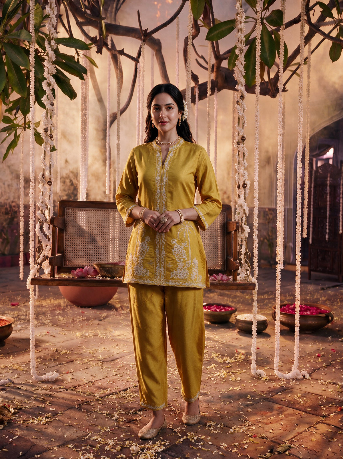 Juniper Women Mustard Kurta & Pant