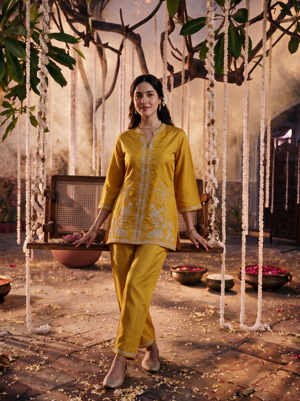 Juniper Women Mustard Kurta & Pant