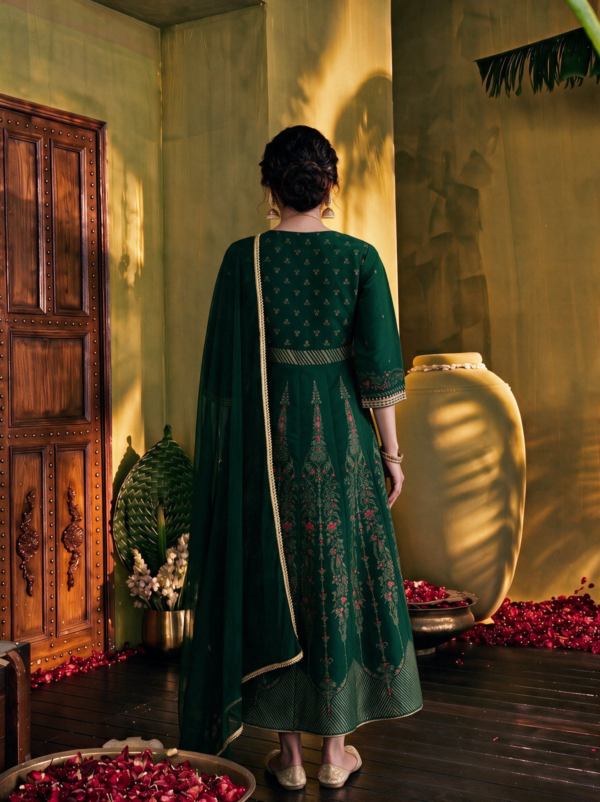 Juniper Women Jadegreen Longdress & Dupatta