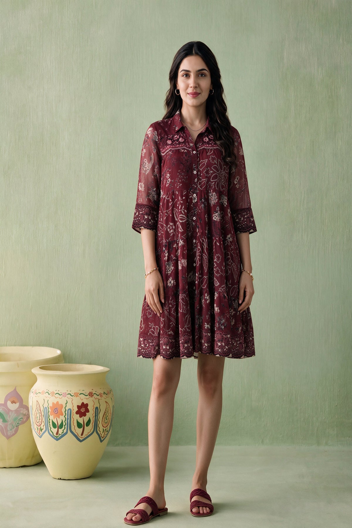 Juniper Women Maroon Shortdress