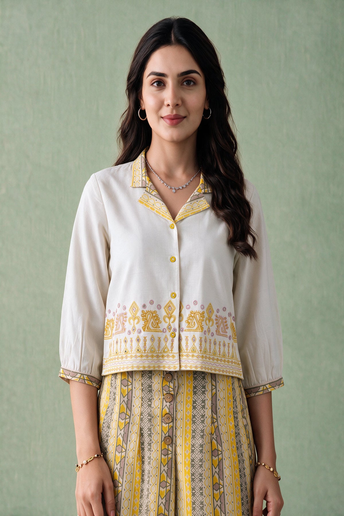 Juniper Women Mustard Top Palazzo