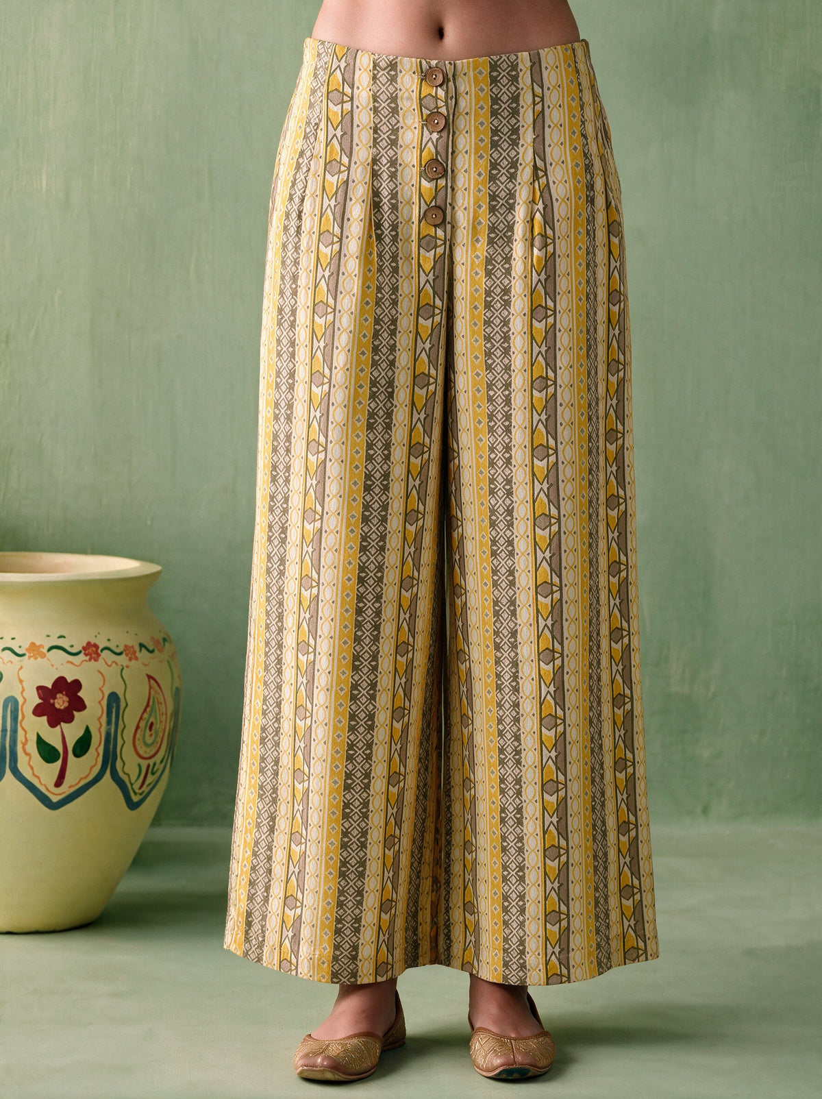 Juniper Women Mustard Top Palazzo
