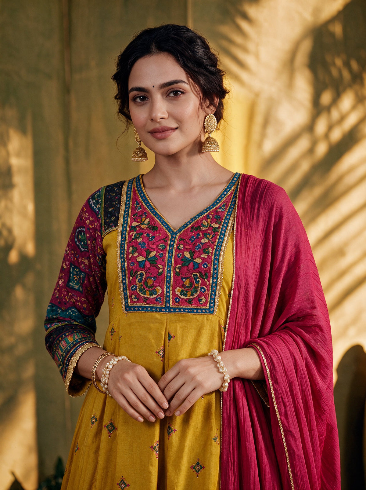 Juniper Women Mustard Kurta Pant & Dupatta