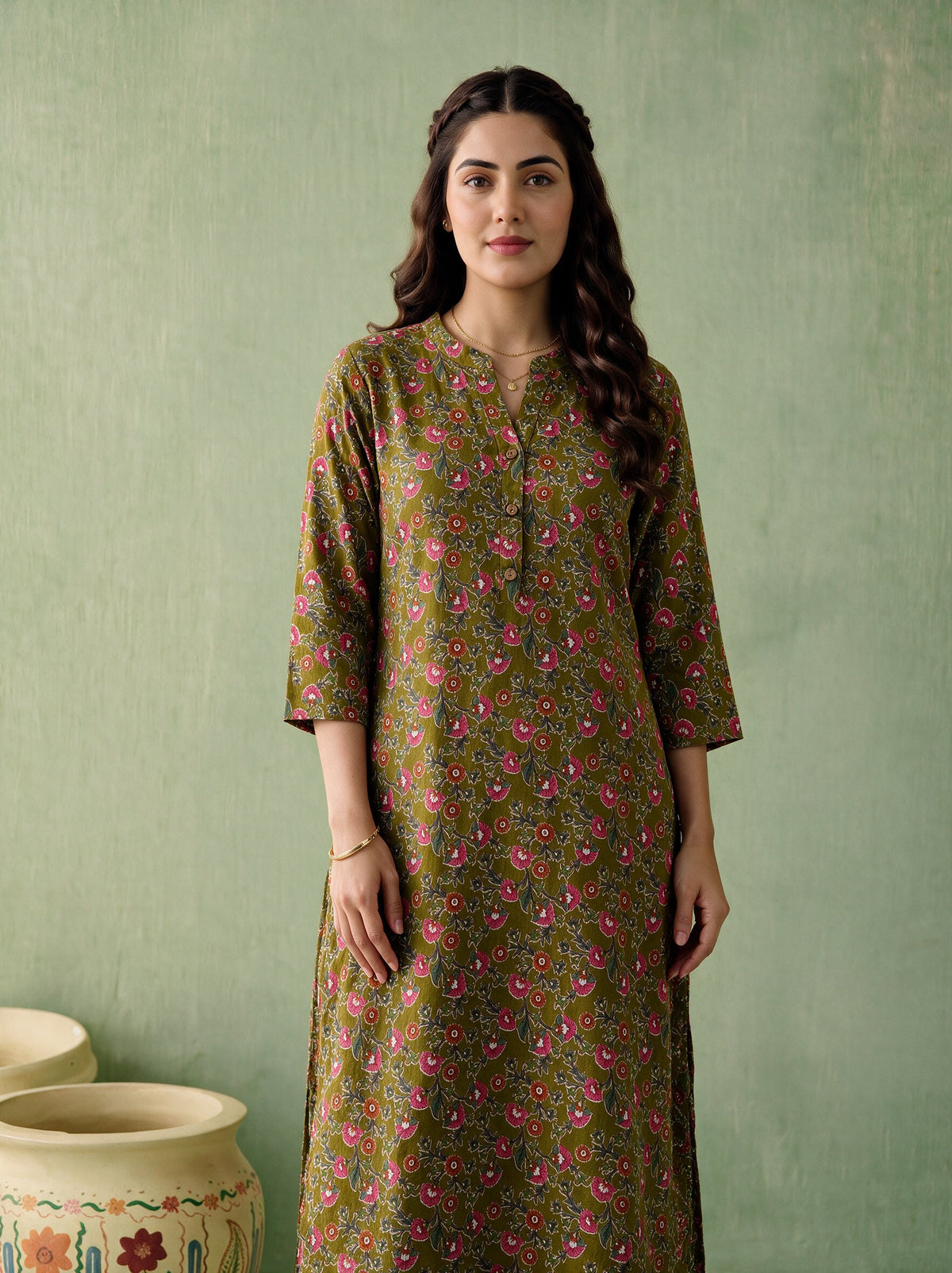 Juniper Women Olive Kurta