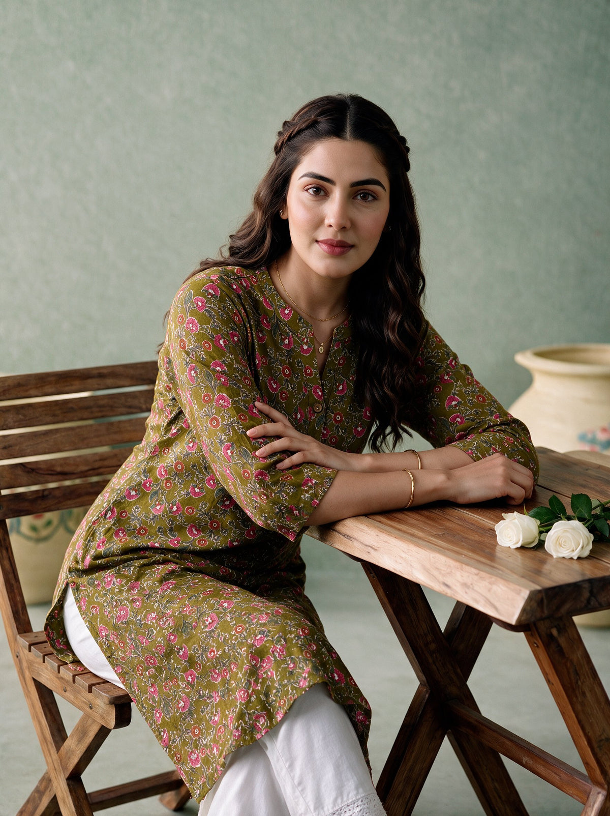 Juniper Women Olive Kurta