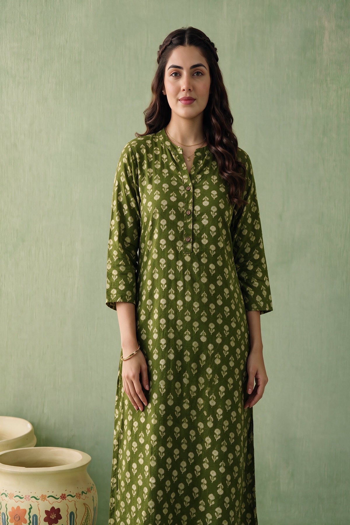 Juniper Women Olive Kurta