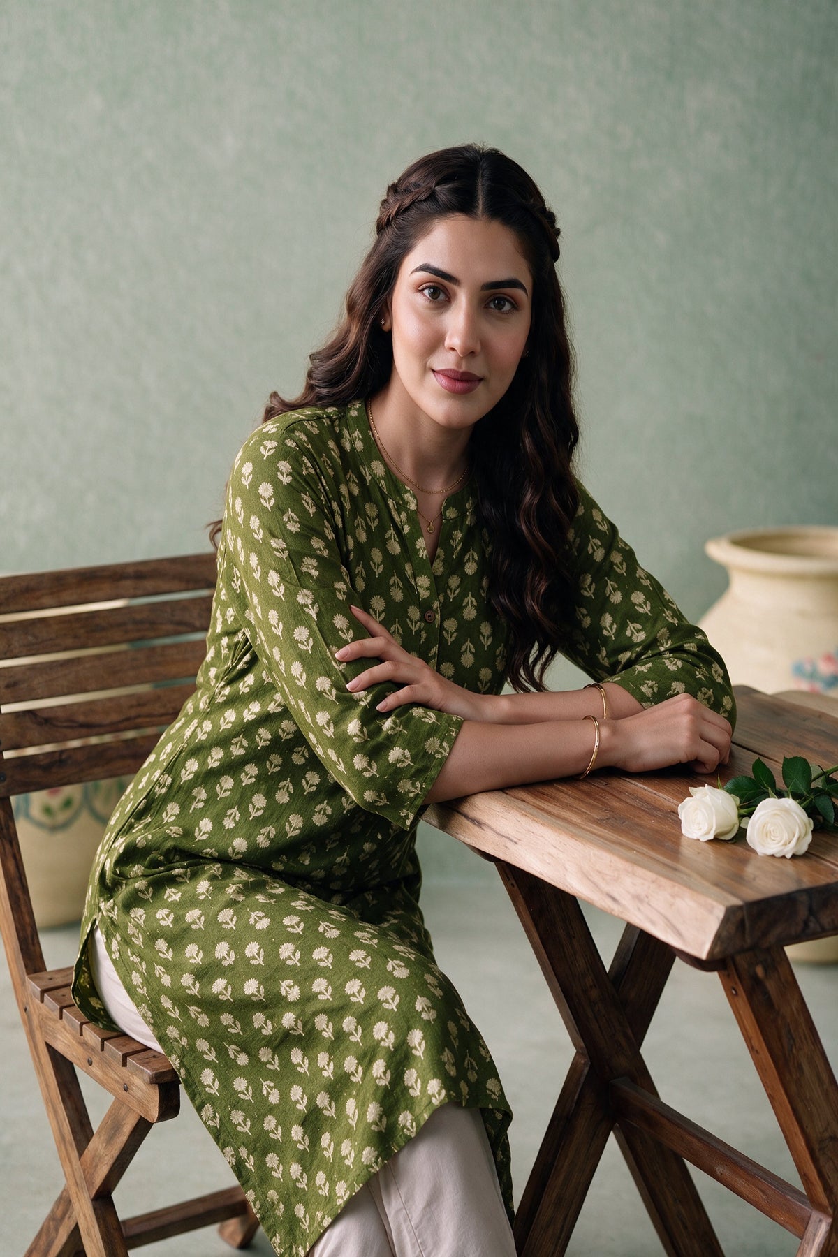 Juniper Women Olive Kurta