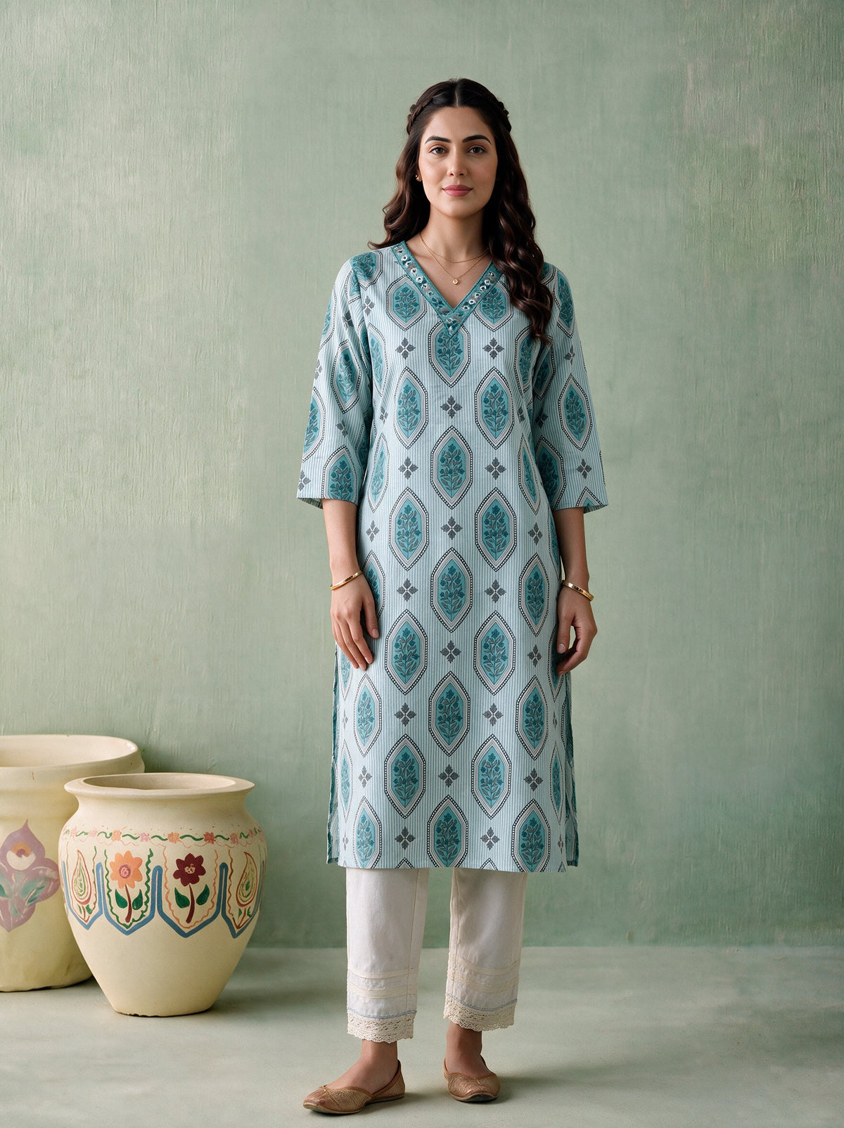 Juniper Women Turquoise Kurta