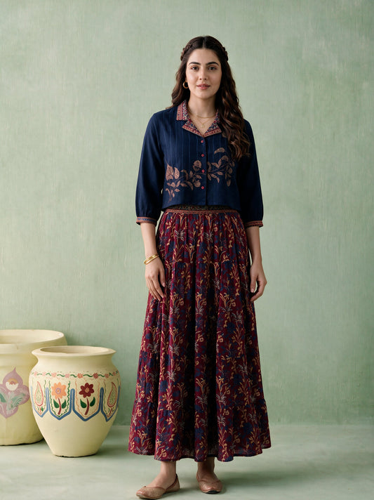 Juniper Women NAVY & MAROON TOP SKIRT