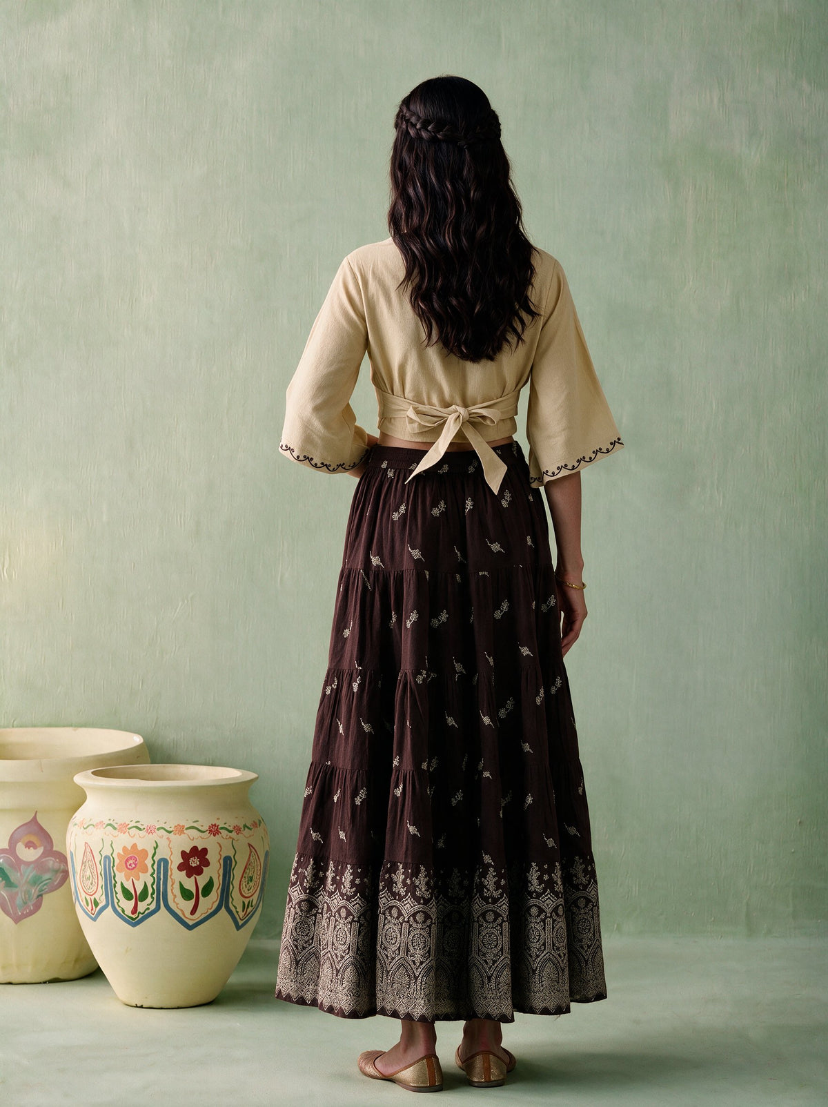 Juniper Women BEIGE & BROWN TOP SKIRT