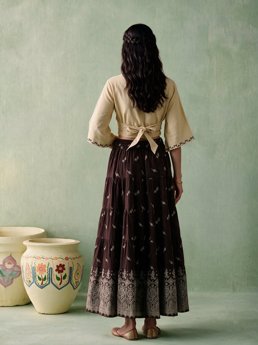 Juniper Women BEIGE & BROWN TOP SKIRT