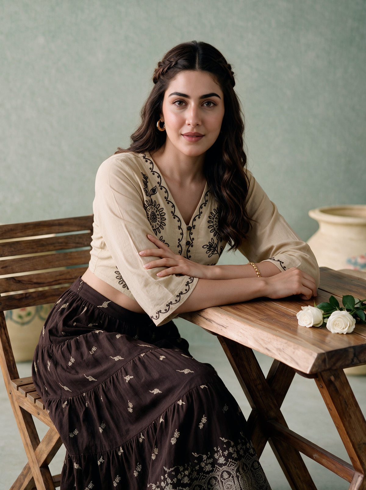 Juniper Women BEIGE & BROWN TOP SKIRT