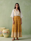 Juniper Women Offwhite & Mustard Top & Skirt