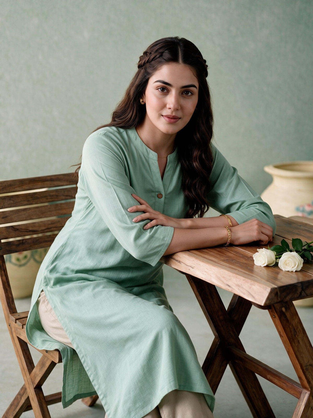 Juniper Women Sagegreen Kurta