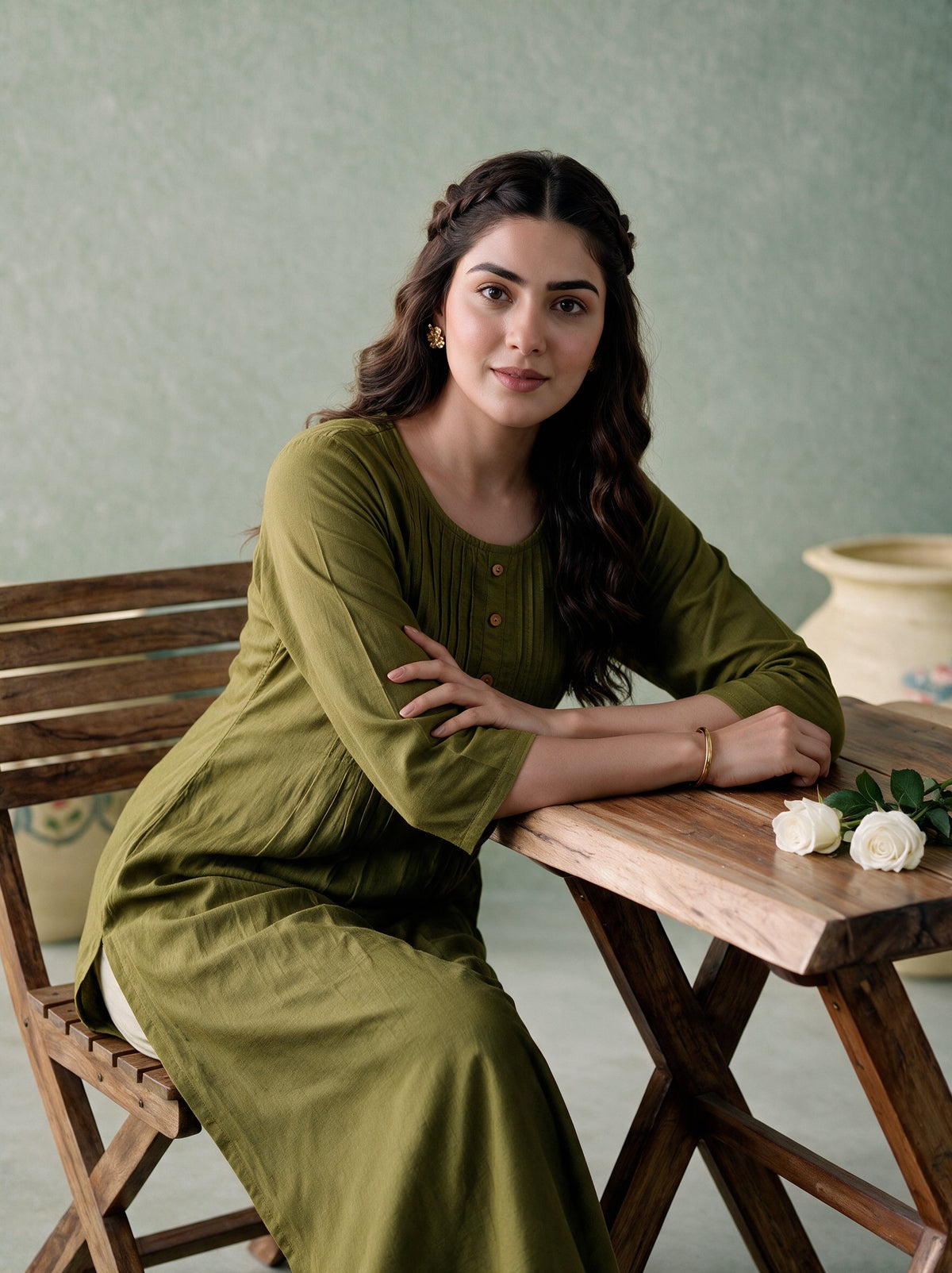 Juniper Women Olive Kurta