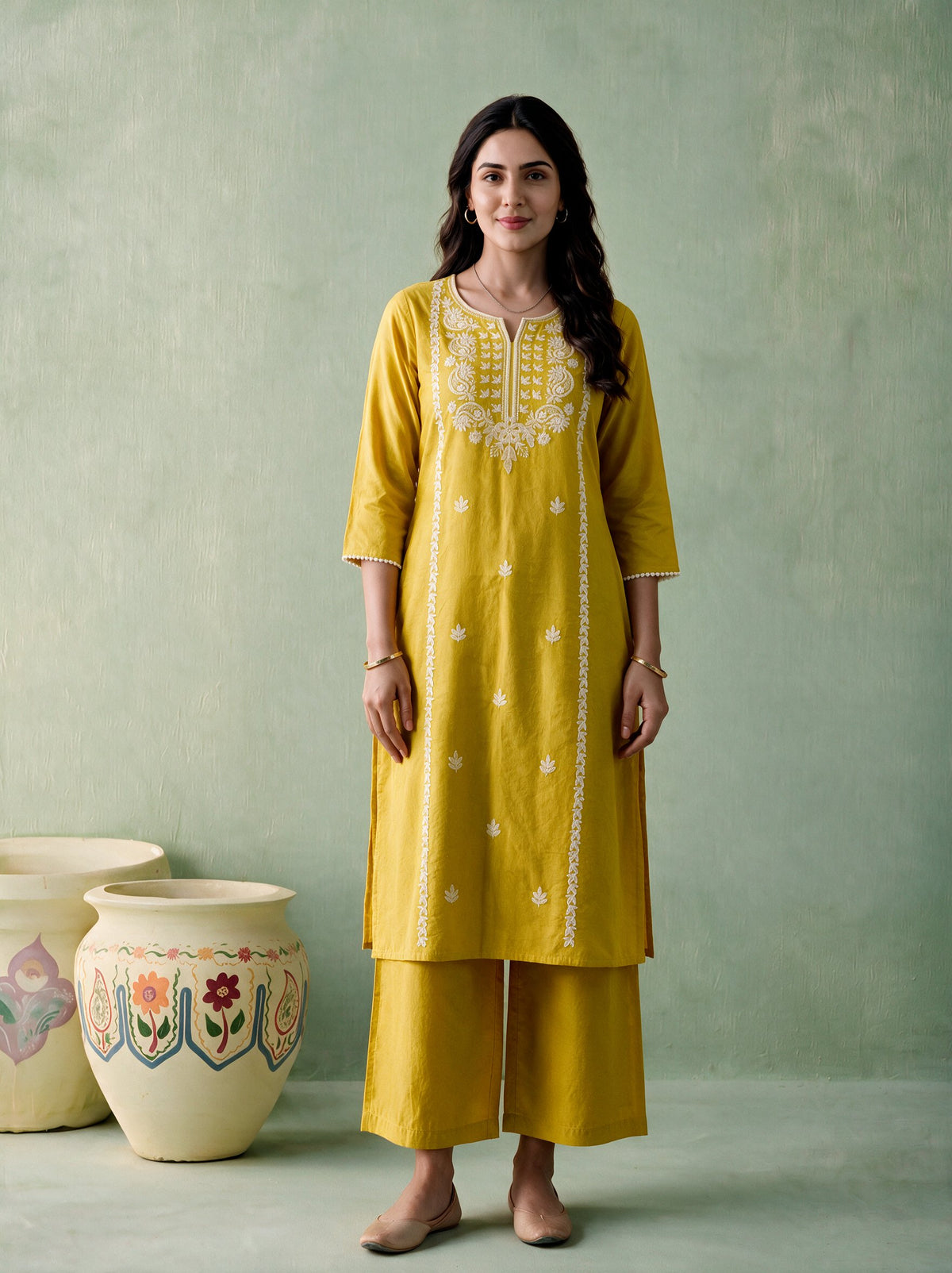 Juniper Women Gold Kurta & Pant