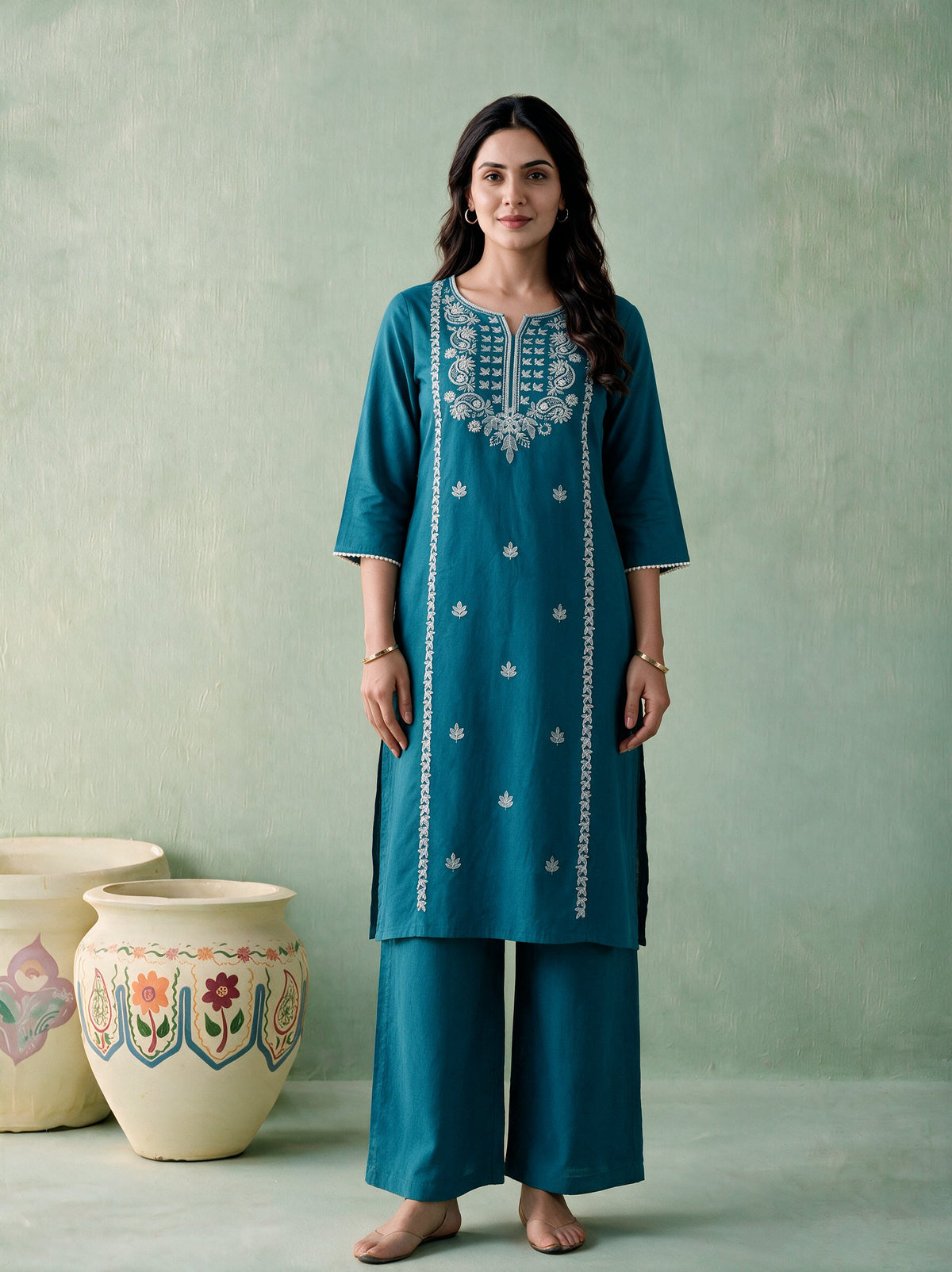 Juniper Women Turquoise Kurta & Pant