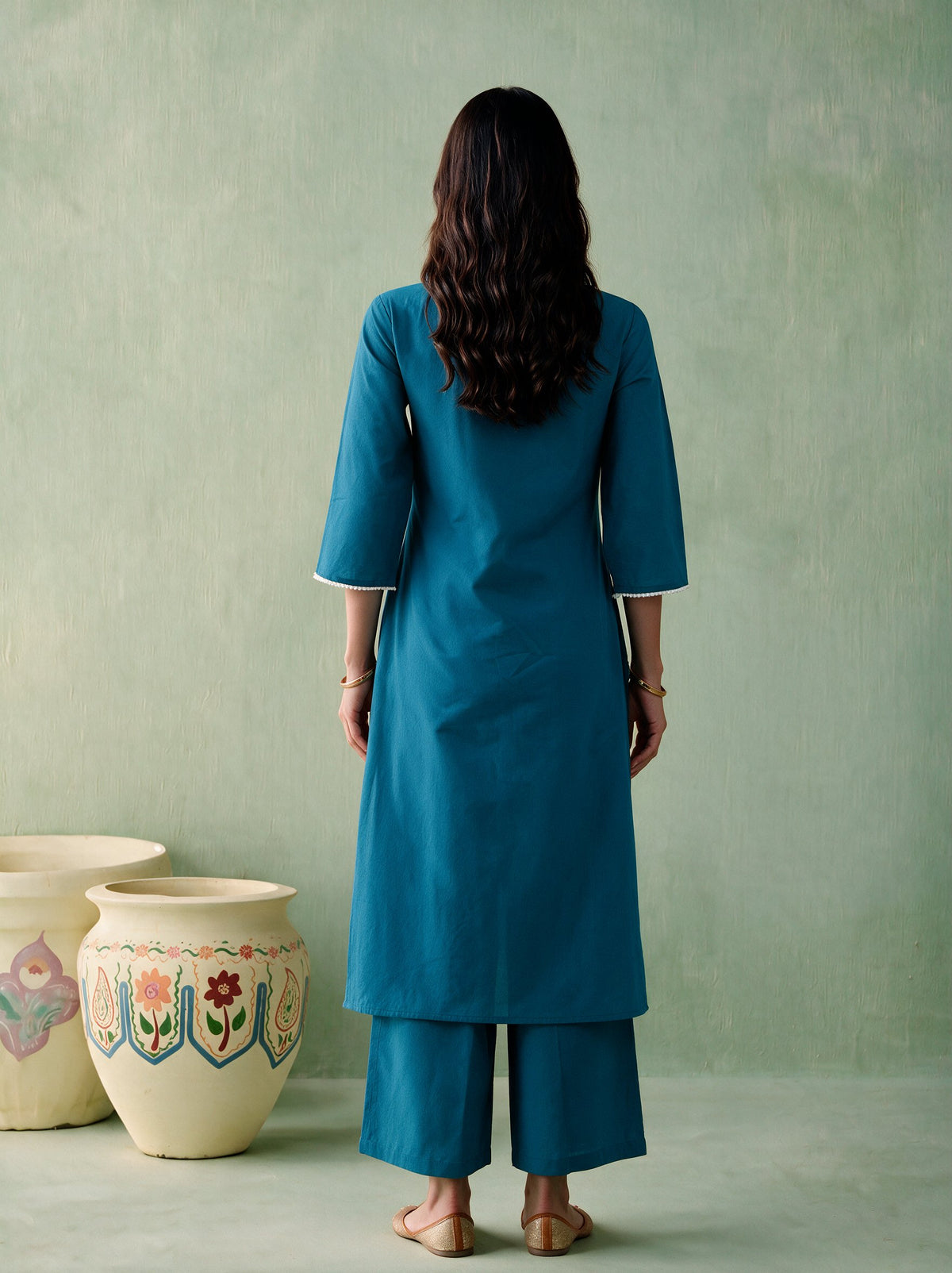 Juniper Women Turquoise Kurta & Pant