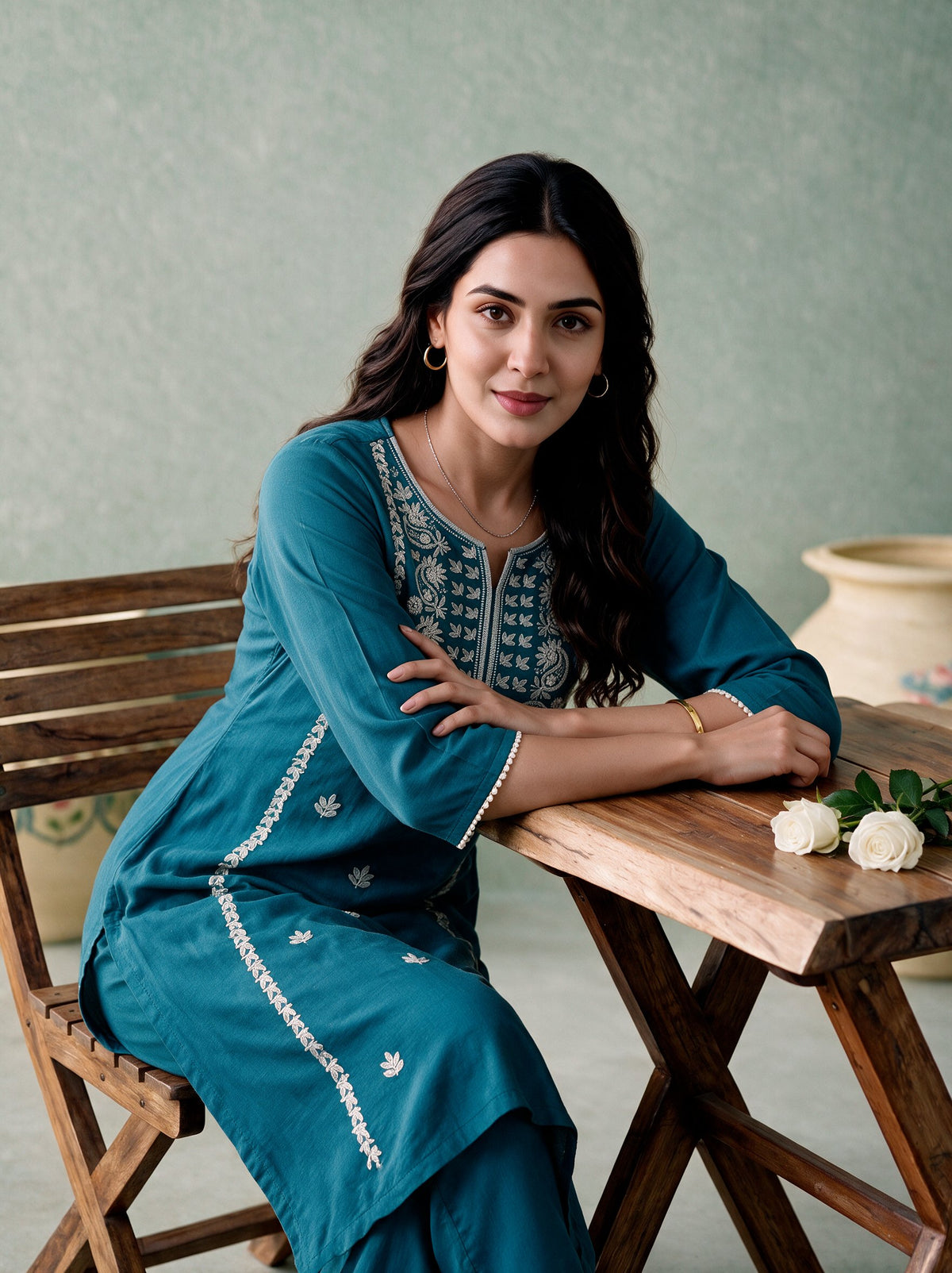 Juniper Women Turquoise Kurta & Pant