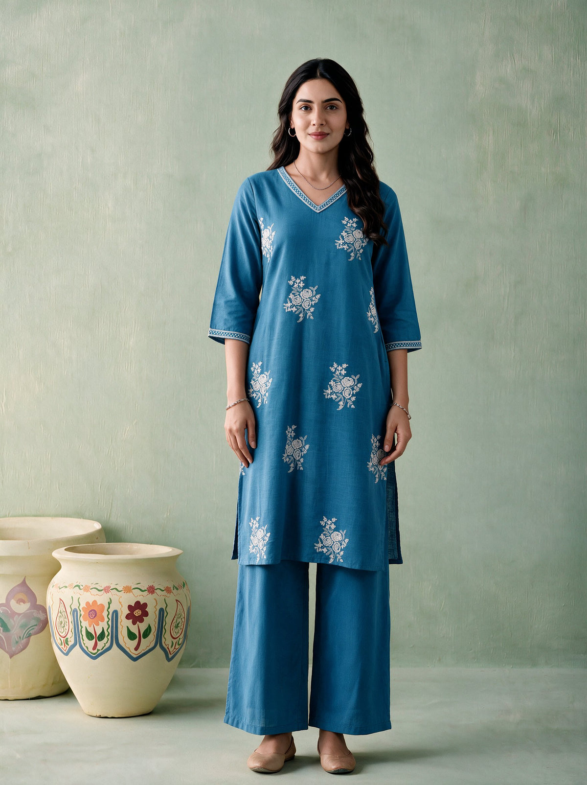 Juniper Women Powderblue Kurta & Pant