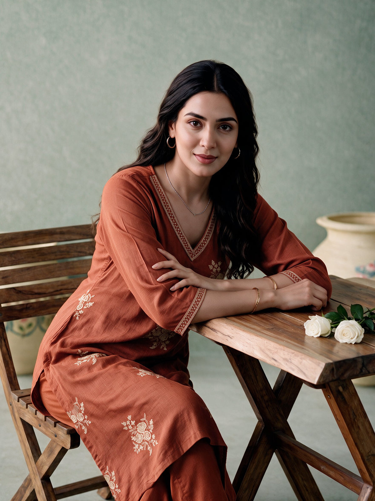 Juniper Women Rust Kurta & Pant
