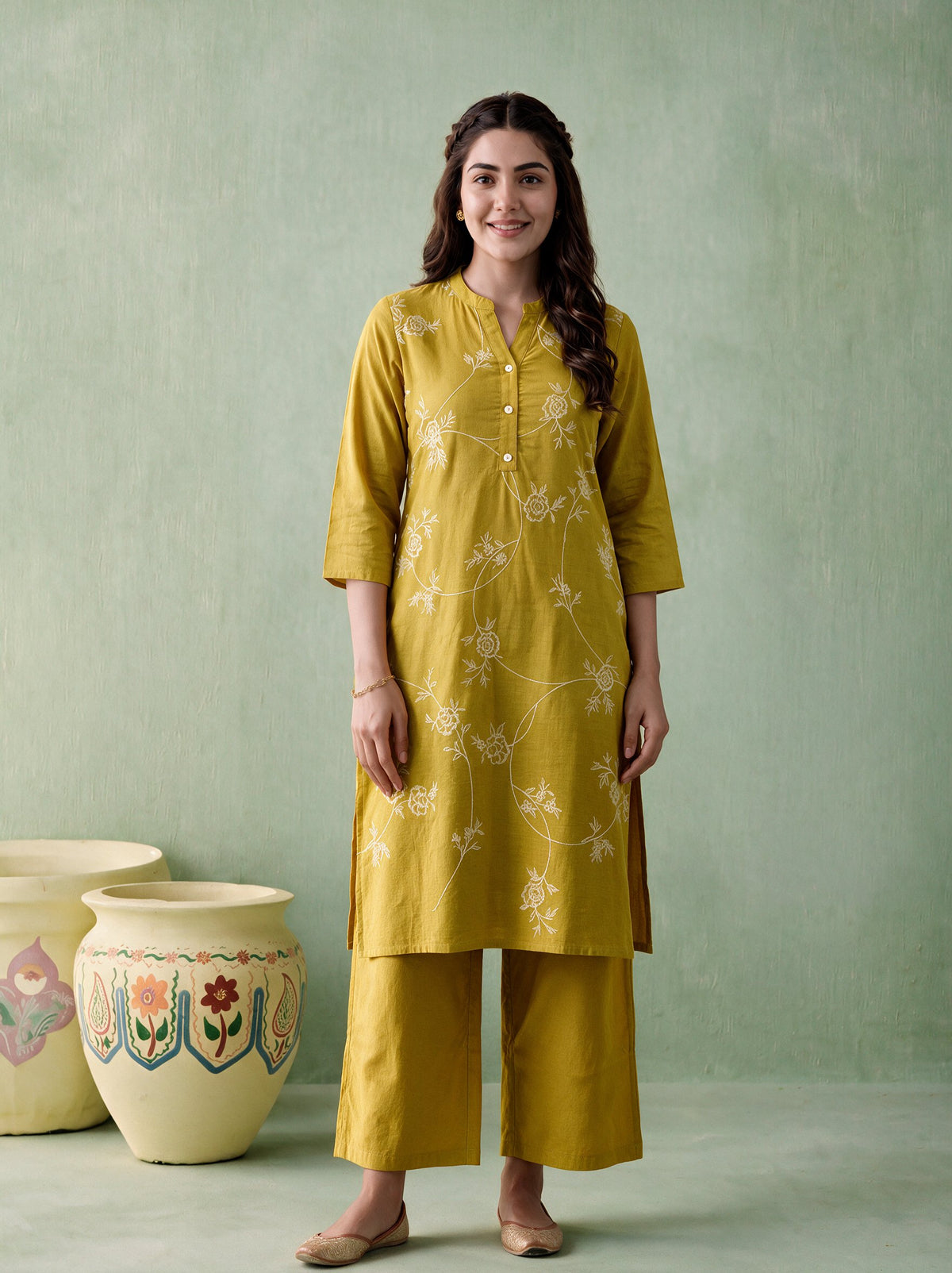 Juniper Women Gold Kurta & Pant