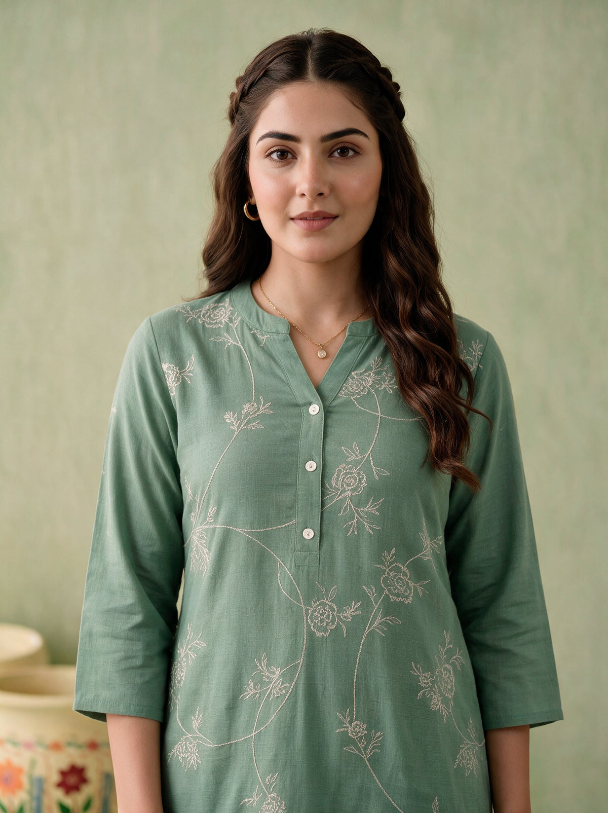Juniper Women Sagegreen Kurta & Pant