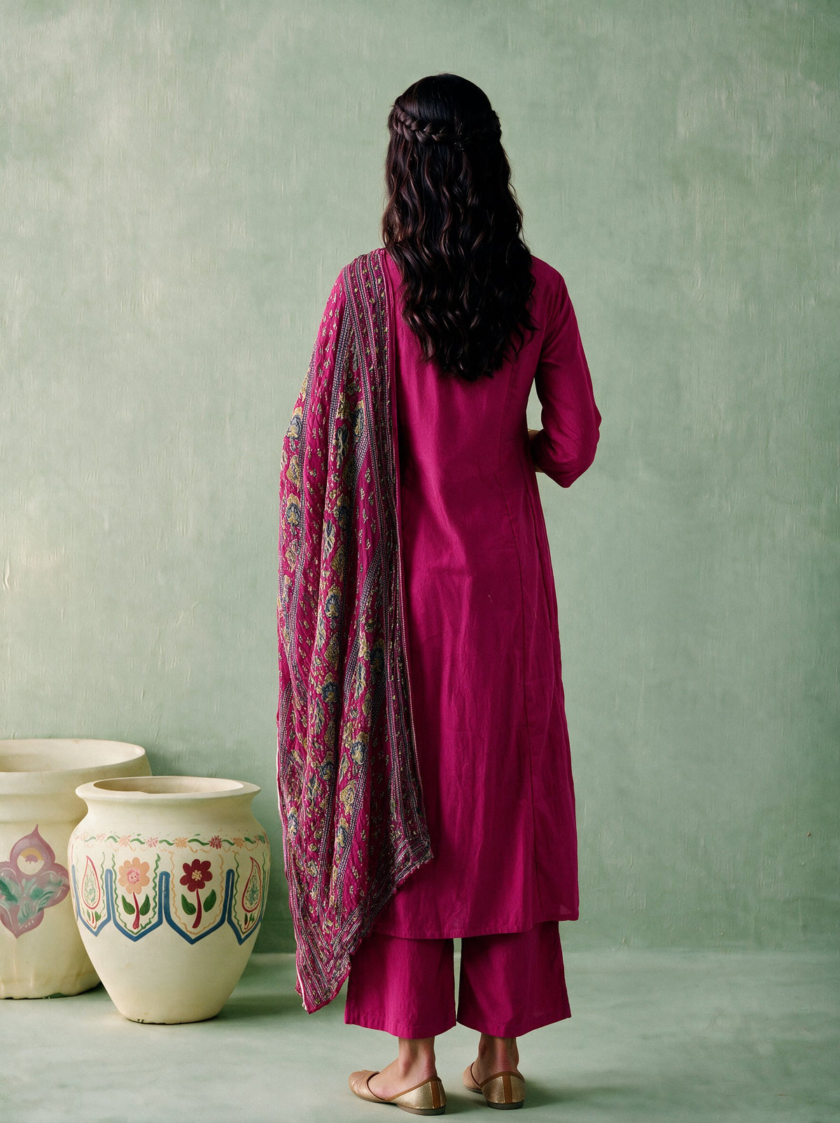 Juniper Women Magenta Kurta Pant & Dupatta