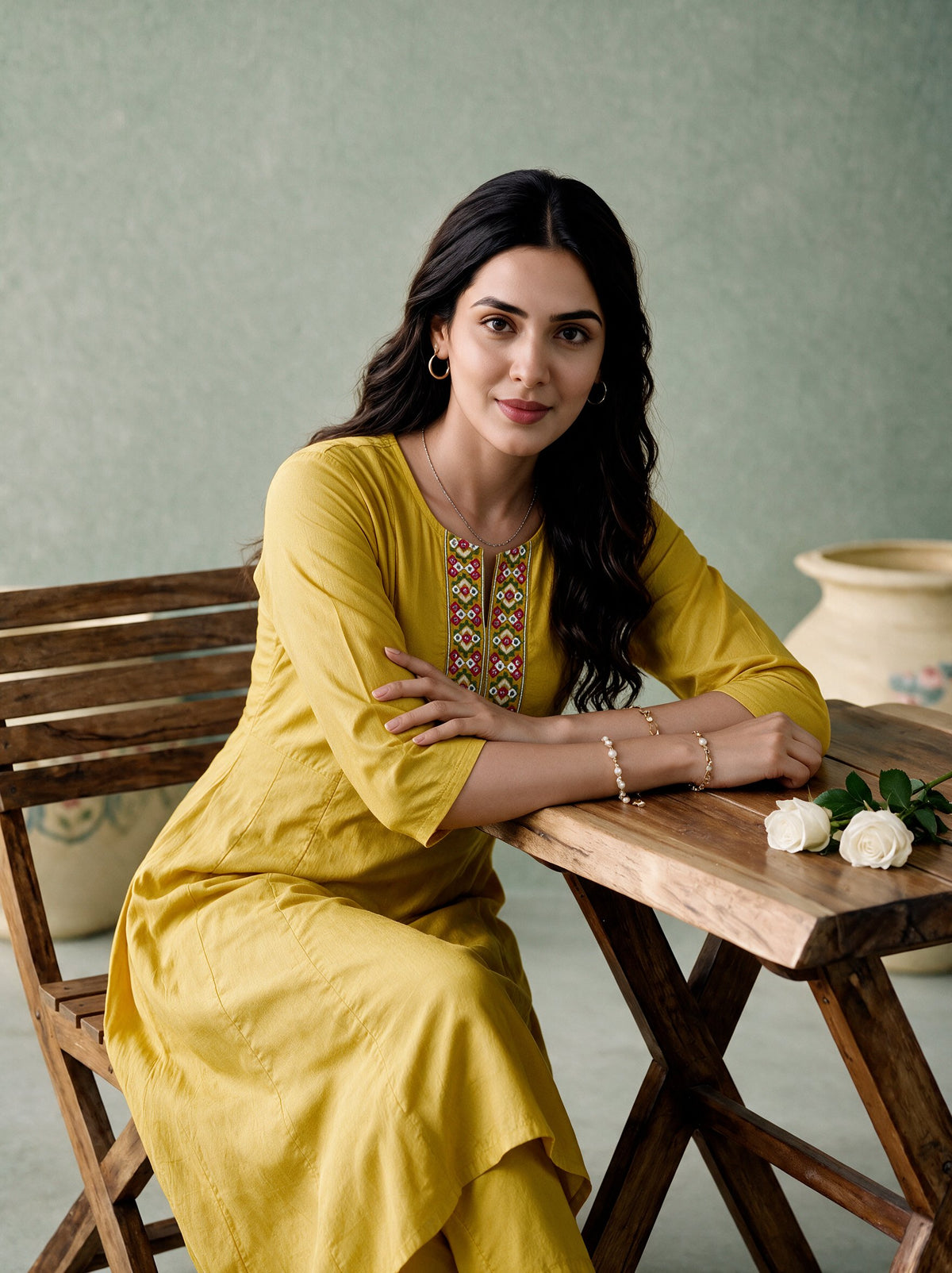 Juniper Women Gold Kurta & Pant
