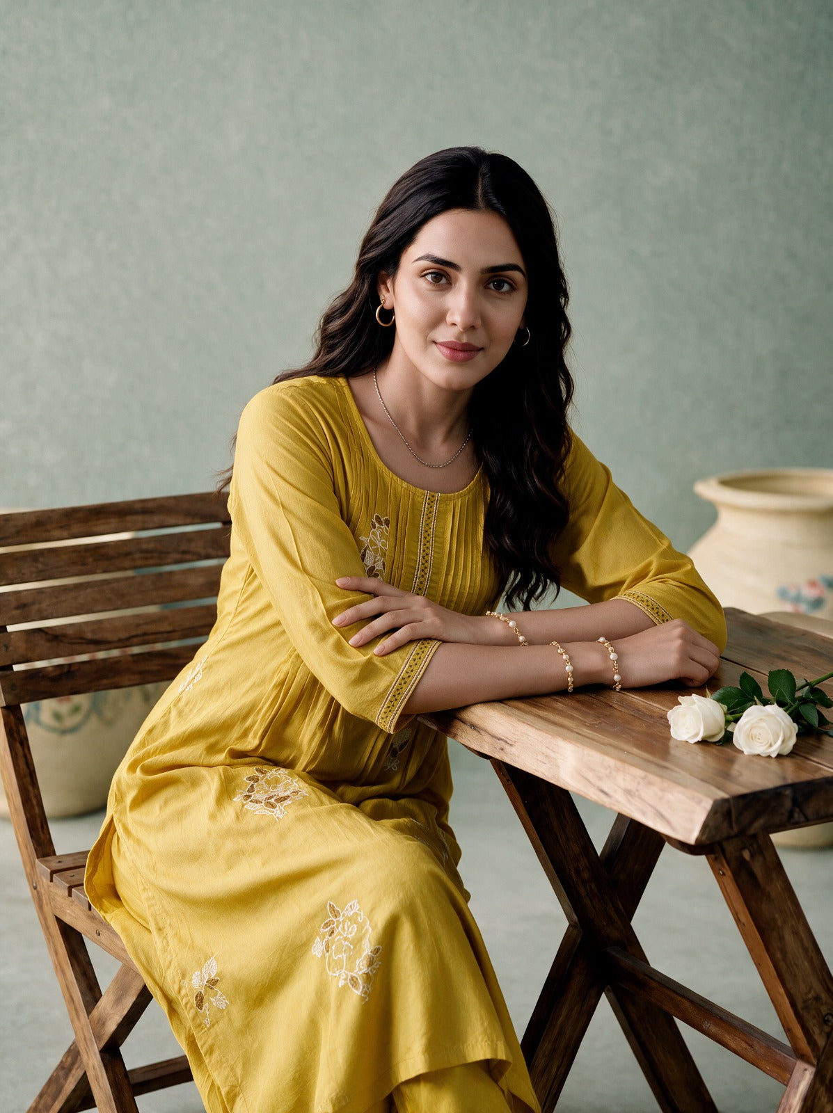 Juniper Women Gold Kurta & Pant