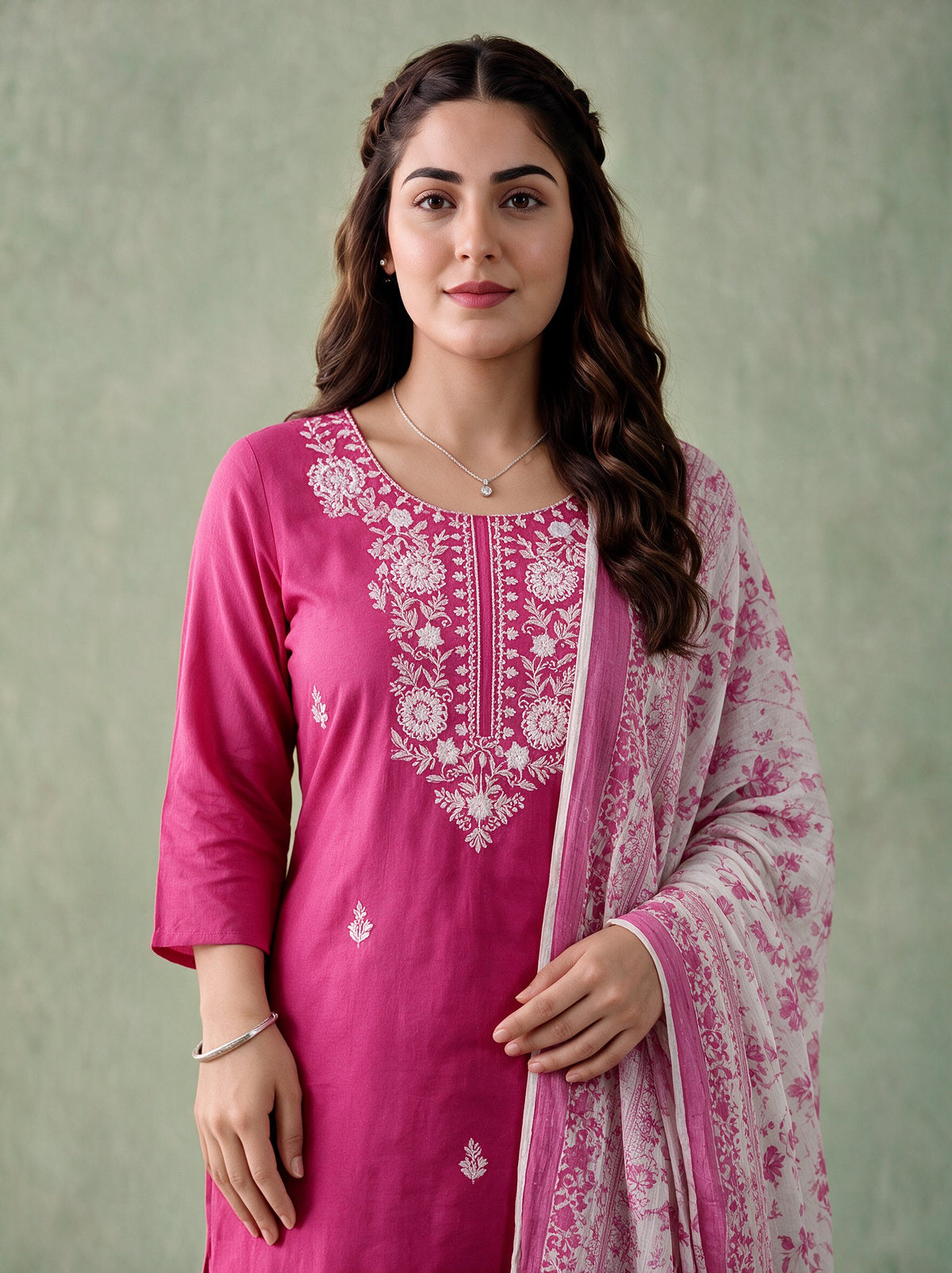 Juniper Women Fuchsia Kurta Pant & Dupatta