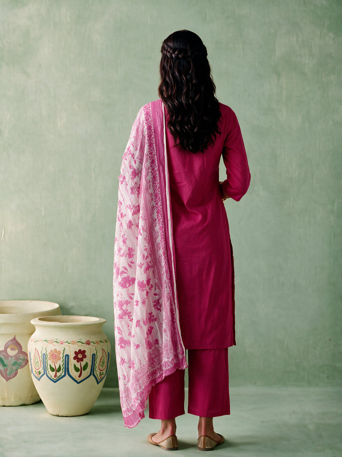 Juniper Women Fuchsia Kurta Pant & Dupatta
