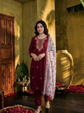 Juniper Women Maroon Kurta Pant & Dupatta