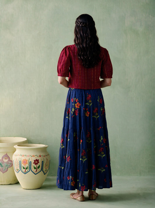 Juniper Women MAROON & INDIGO TOP SKIRT