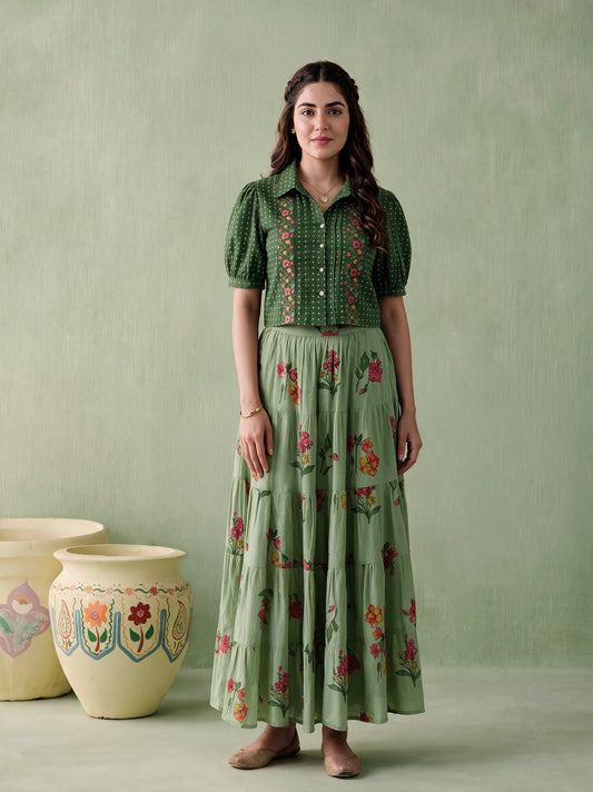Juniper Women Olive & Pistagreen Top & Skirt