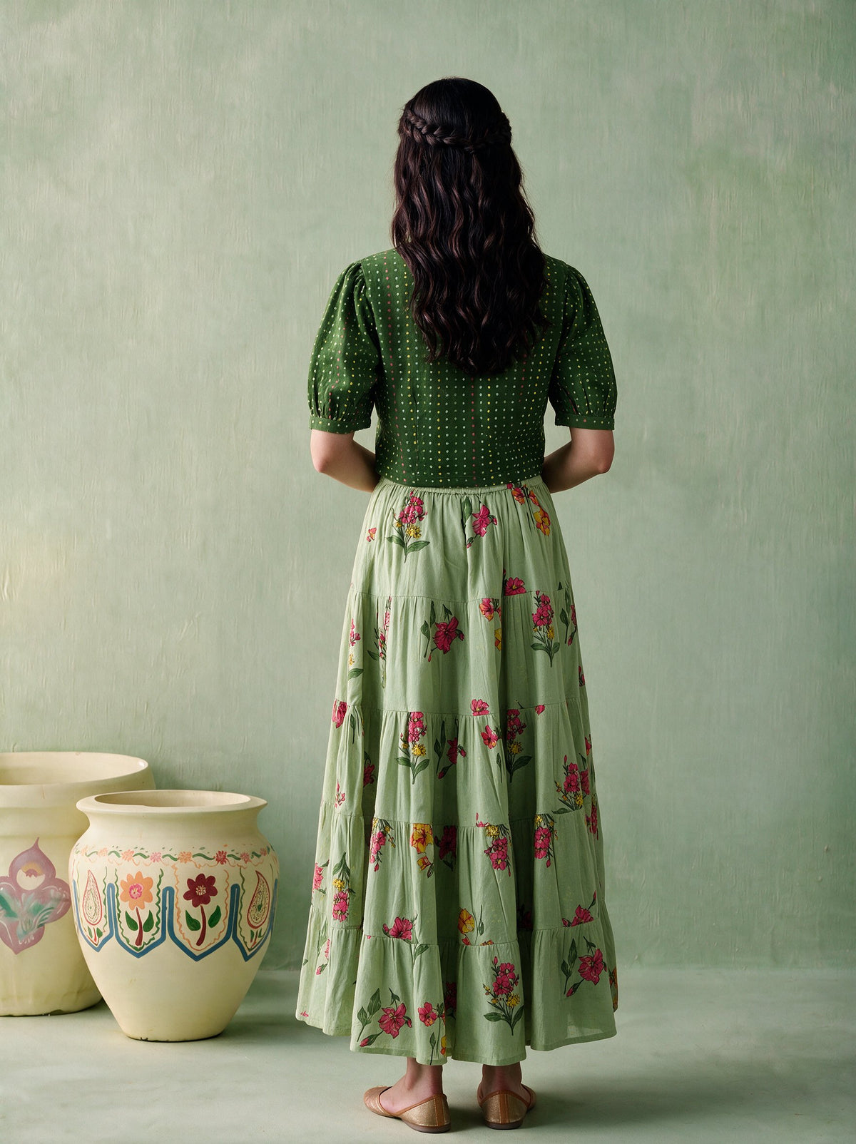 Juniper Women Olive & Pistagreen Top & Skirt