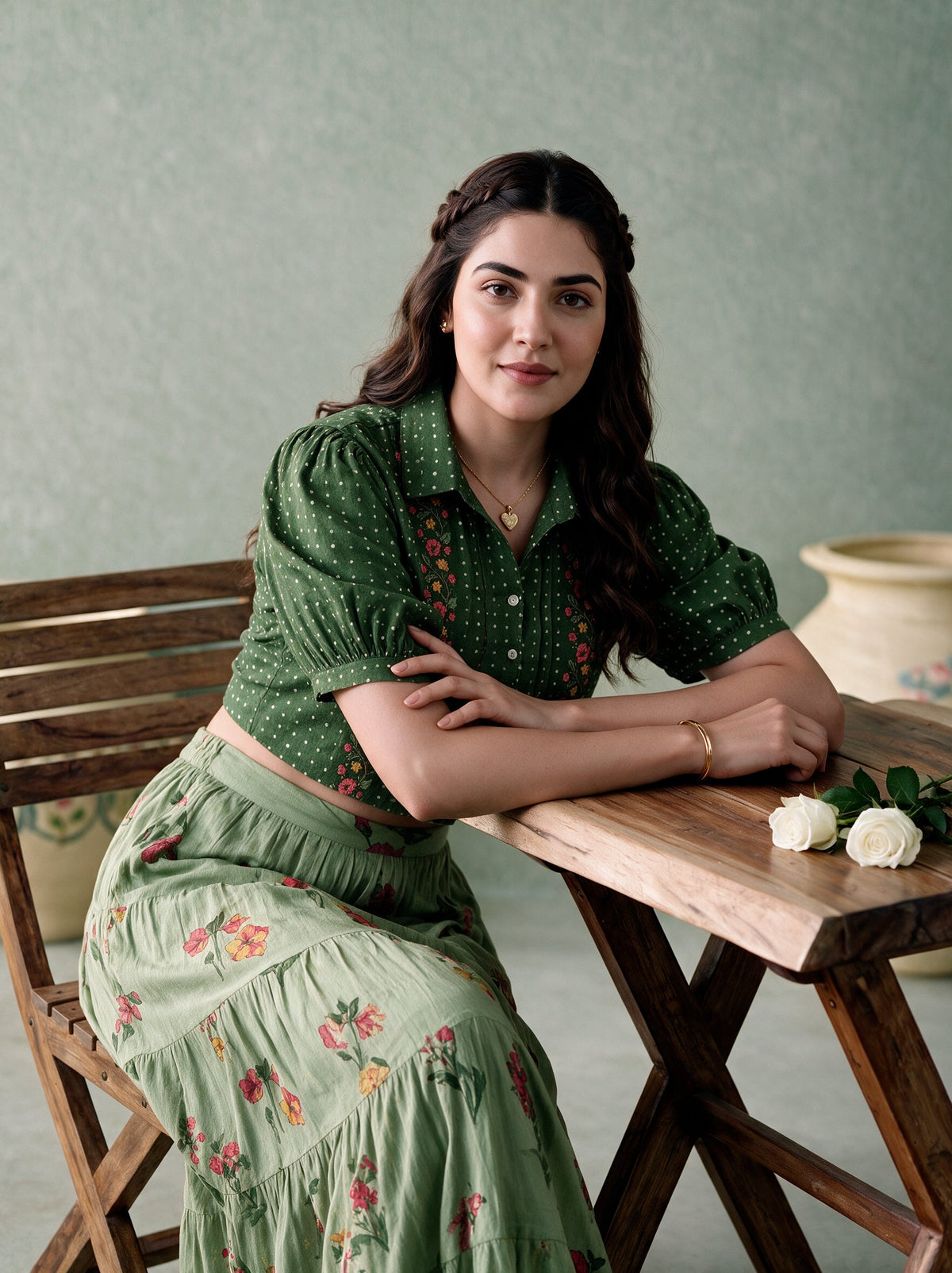 Juniper Women Olive & Pistagreen Top & Skirt