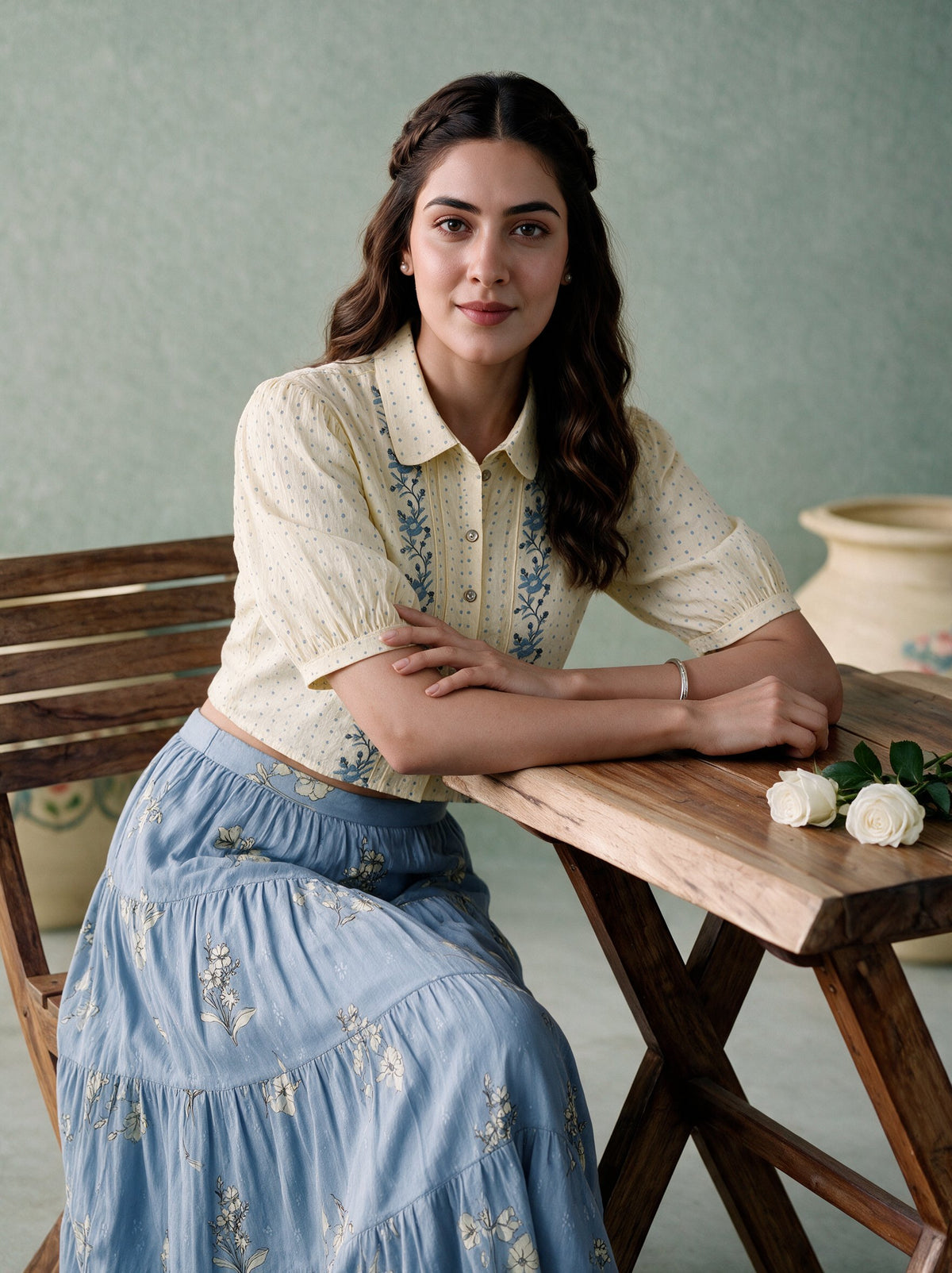 Juniper Women WHITE & BLUE TOP SKIRT