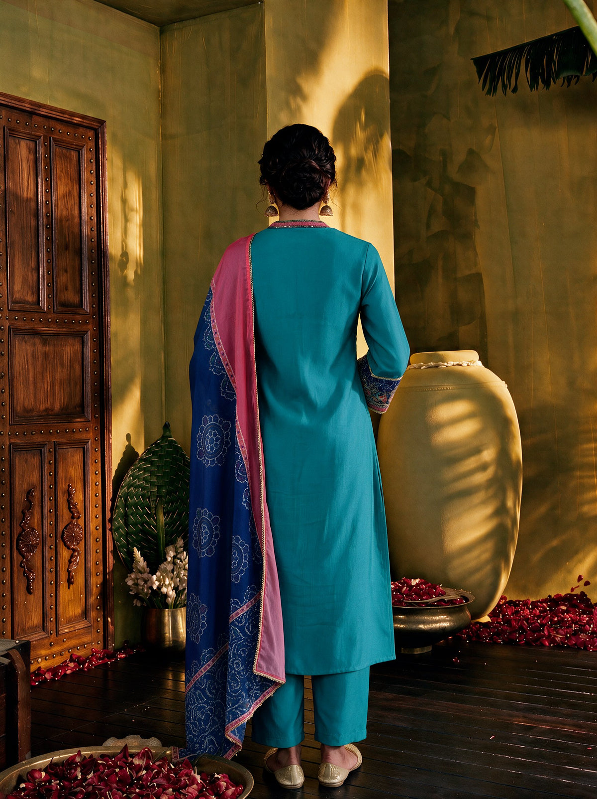 Juniper Women Turquoise Kurta Pant & Dupatta