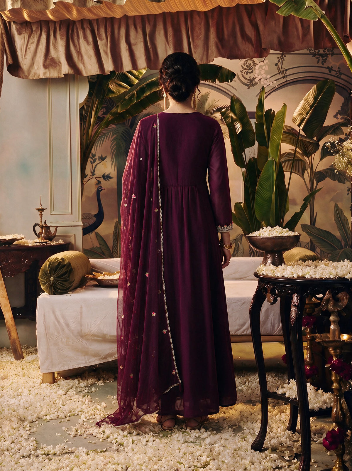 Juniper Women Plum Longdress & Dupatta