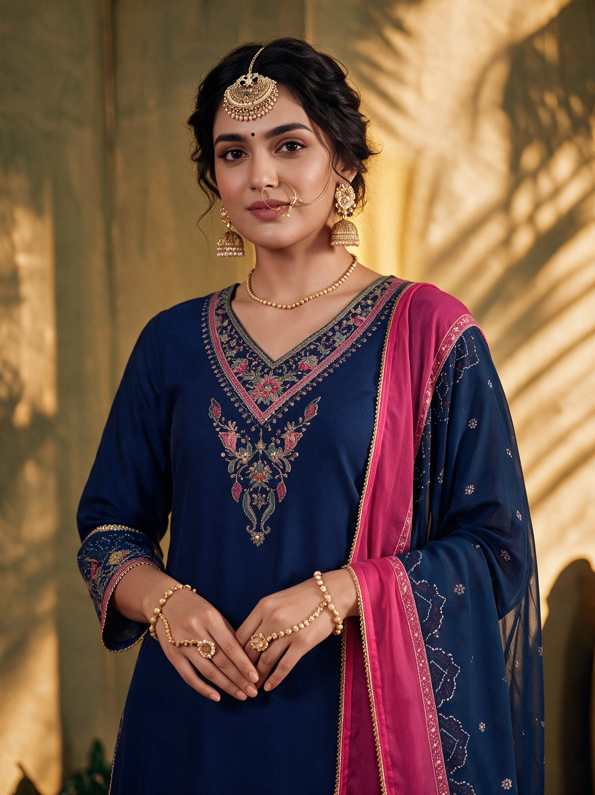 Juniper Women Blue Kurta Pant & Dupatta