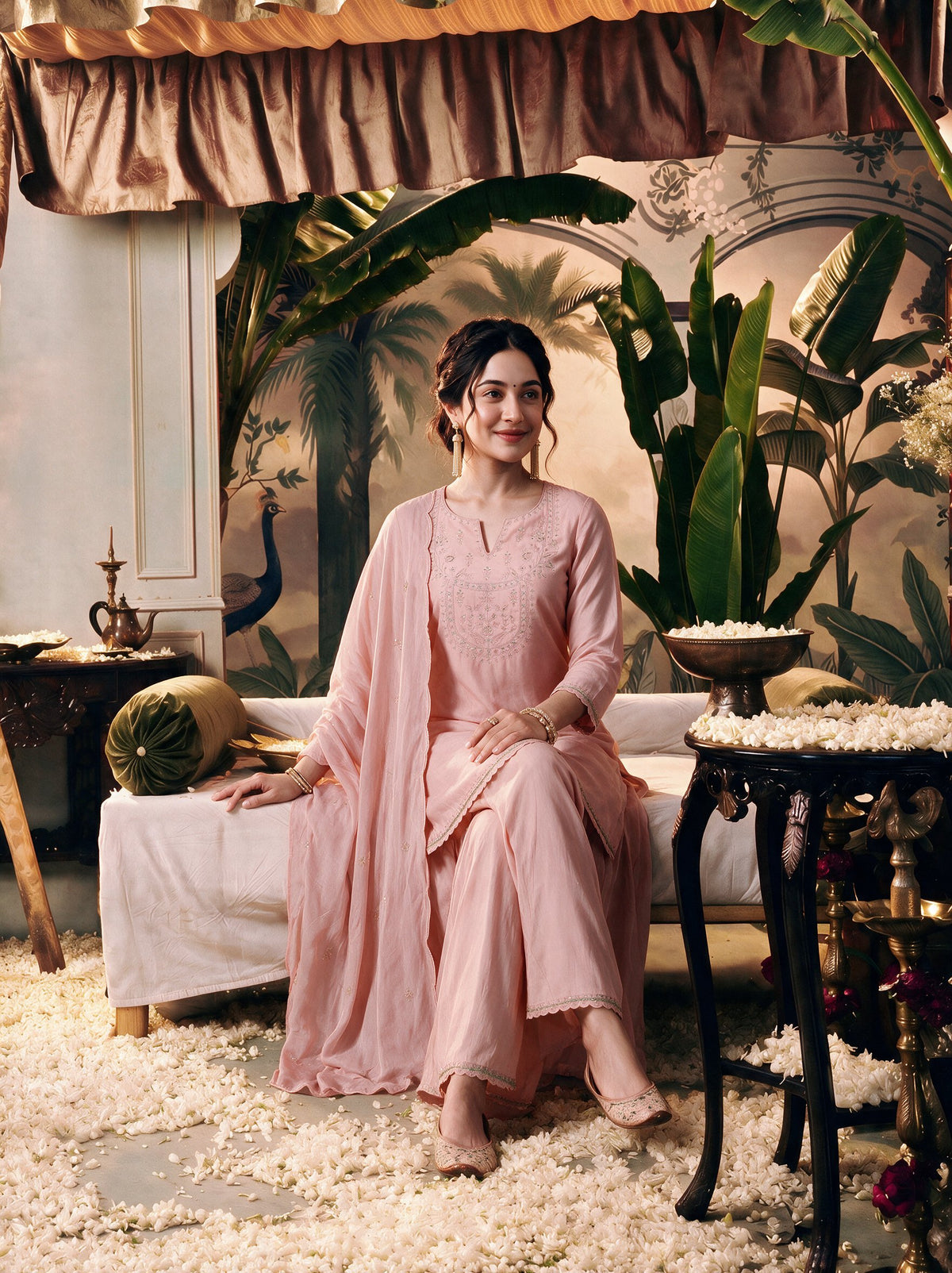Juniper Women Onionpink Kurta Sharara & Dupatta