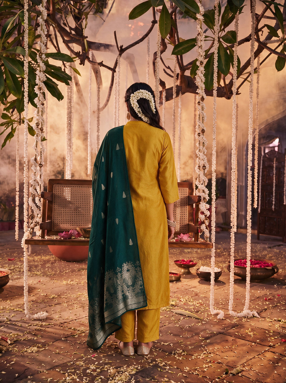 Juniper Women Mustard Kurta Pant & Dupatta