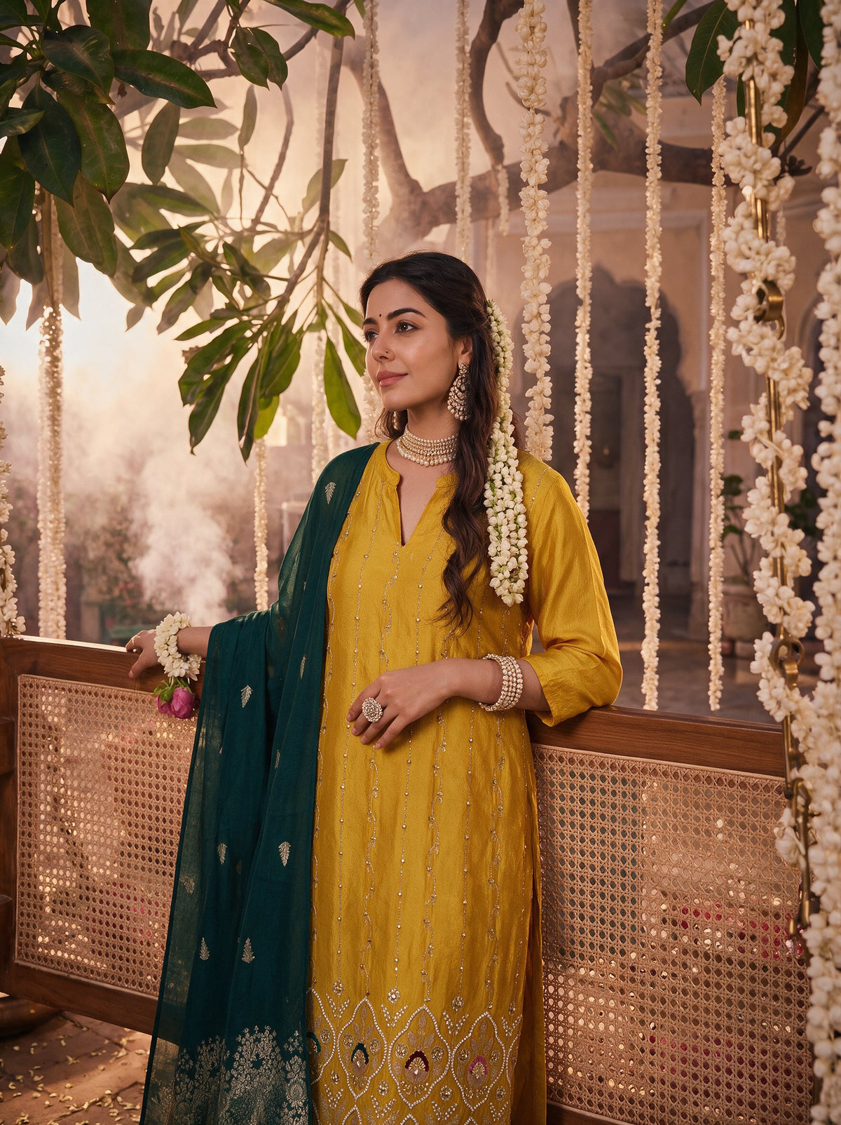 Juniper Women Mustard Kurta Pant & Dupatta