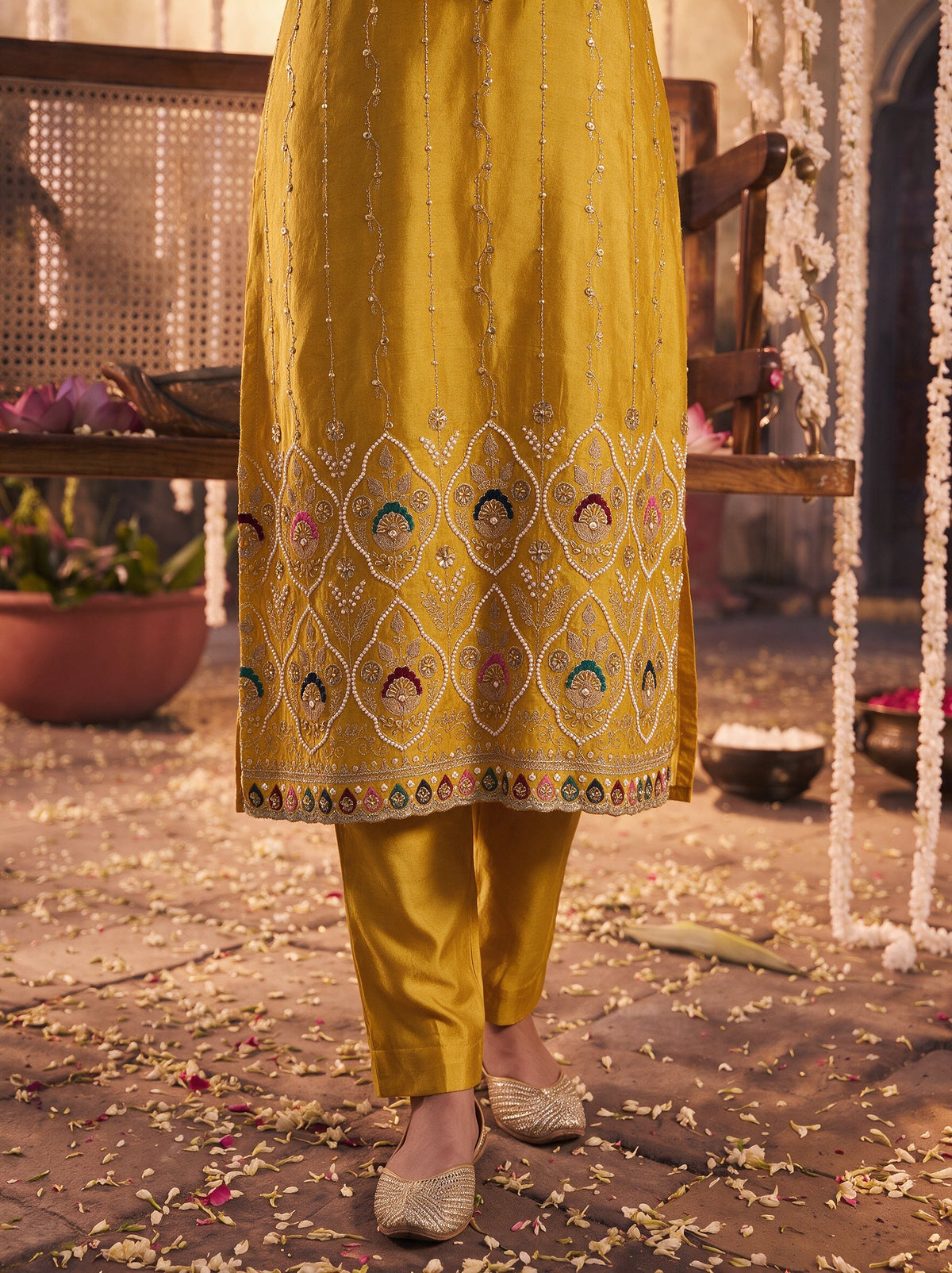 Juniper Women Mustard Kurta Pant & Dupatta